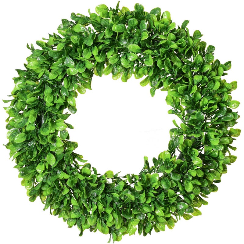 Lvydec Artificial Green Leaves Wreath - 20" Large Boxwood Wreath for Front Door Wall Window Farmhouse Decoration - Image 1